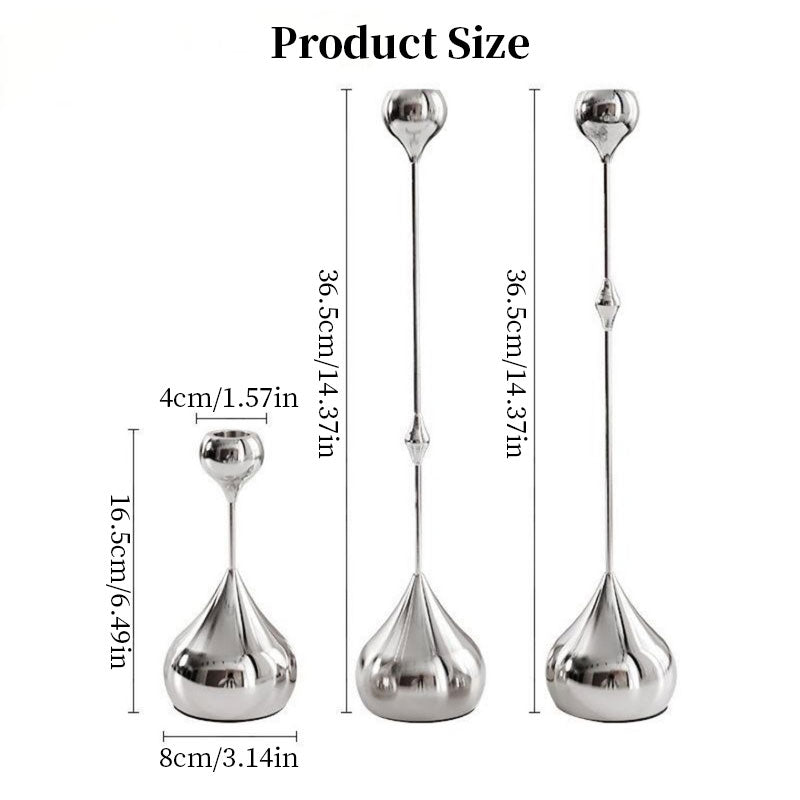 Teardrop Metal Candlestick Set of 3 – Taper Candle Holders
