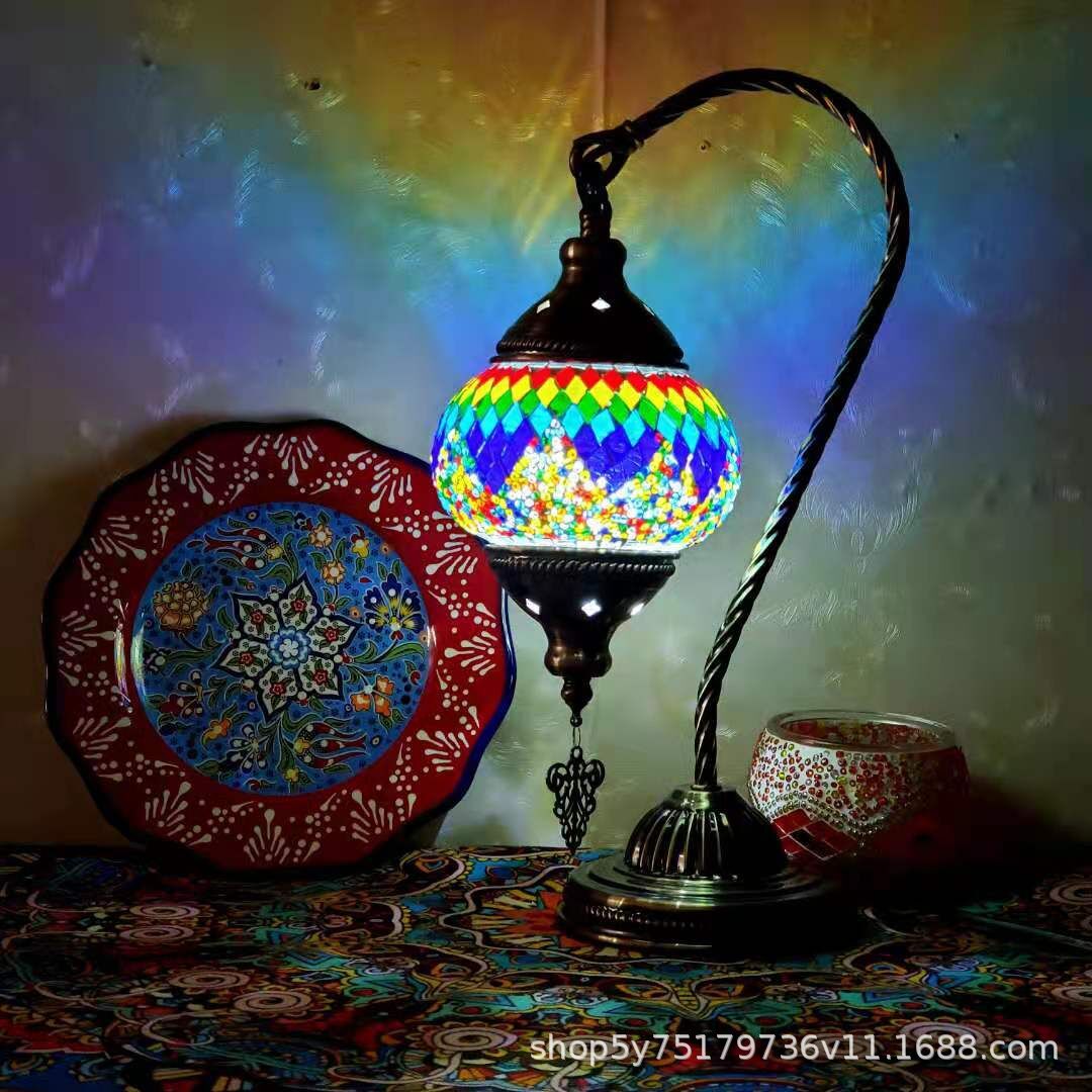 Turkish Mosaic Swan Neck Table Lamp