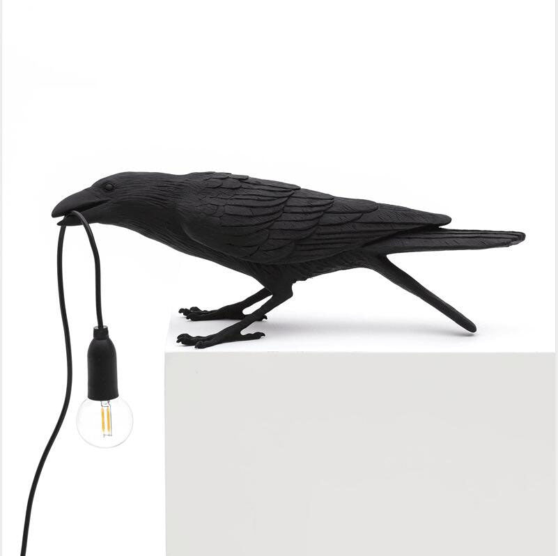 Sculptural Crow Desk Lamp – Standing or Sitting Bird Light