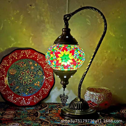 Turkish Mosaic Swan Neck Table Lamp