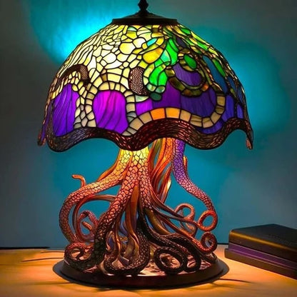 Stained Glass LED Table Lamp – Resin Sculpture
