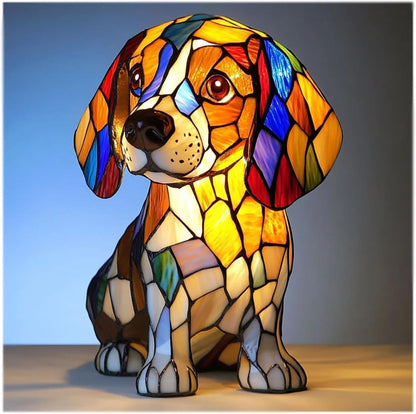 Stained Glass LED Table Lamp – Resin Sculpture
