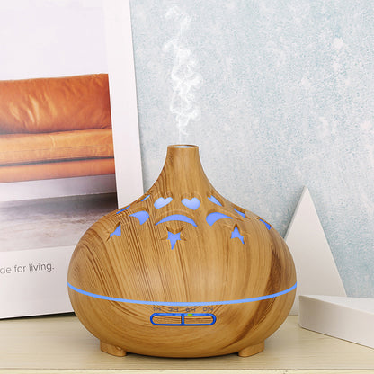 Wood Grain 122 Aroma Diffuser – 500ml Large Capacity Hollow Ultrasonic Humidifier