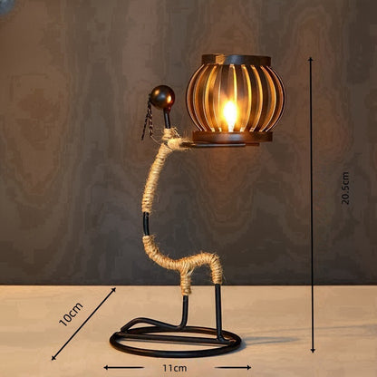 Iron Figurine Candle Lantern – Wrought Iron Tealight Holder Sculpture