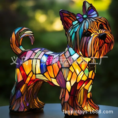 Stained Glass LED Table Lamp – Resin Sculpture