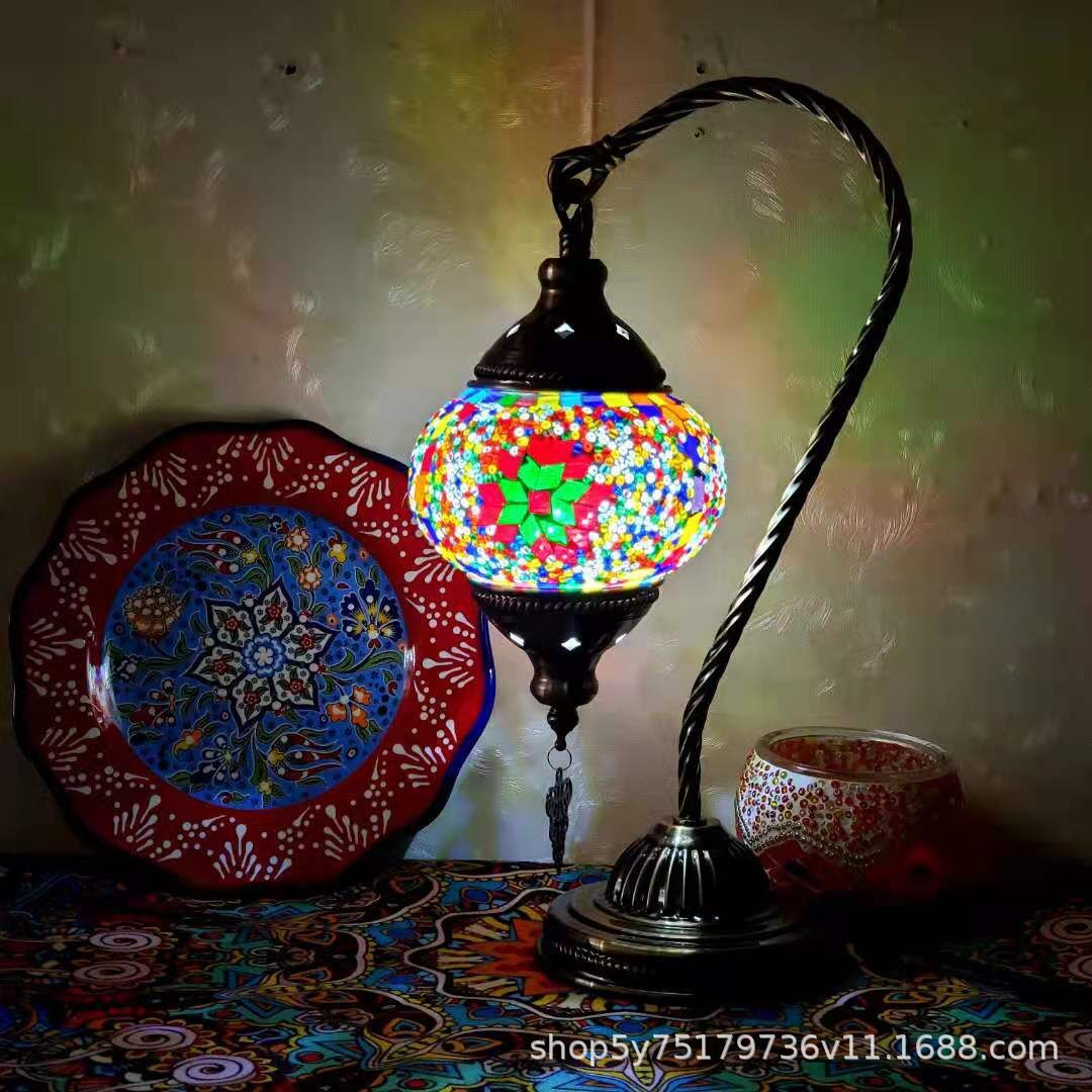 Turkish Mosaic Swan Neck Table Lamp