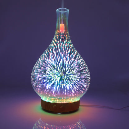 Fireworks Glass Aroma Diffuser – 3D LED Galaxy Effect & Cool Mist Humidifier