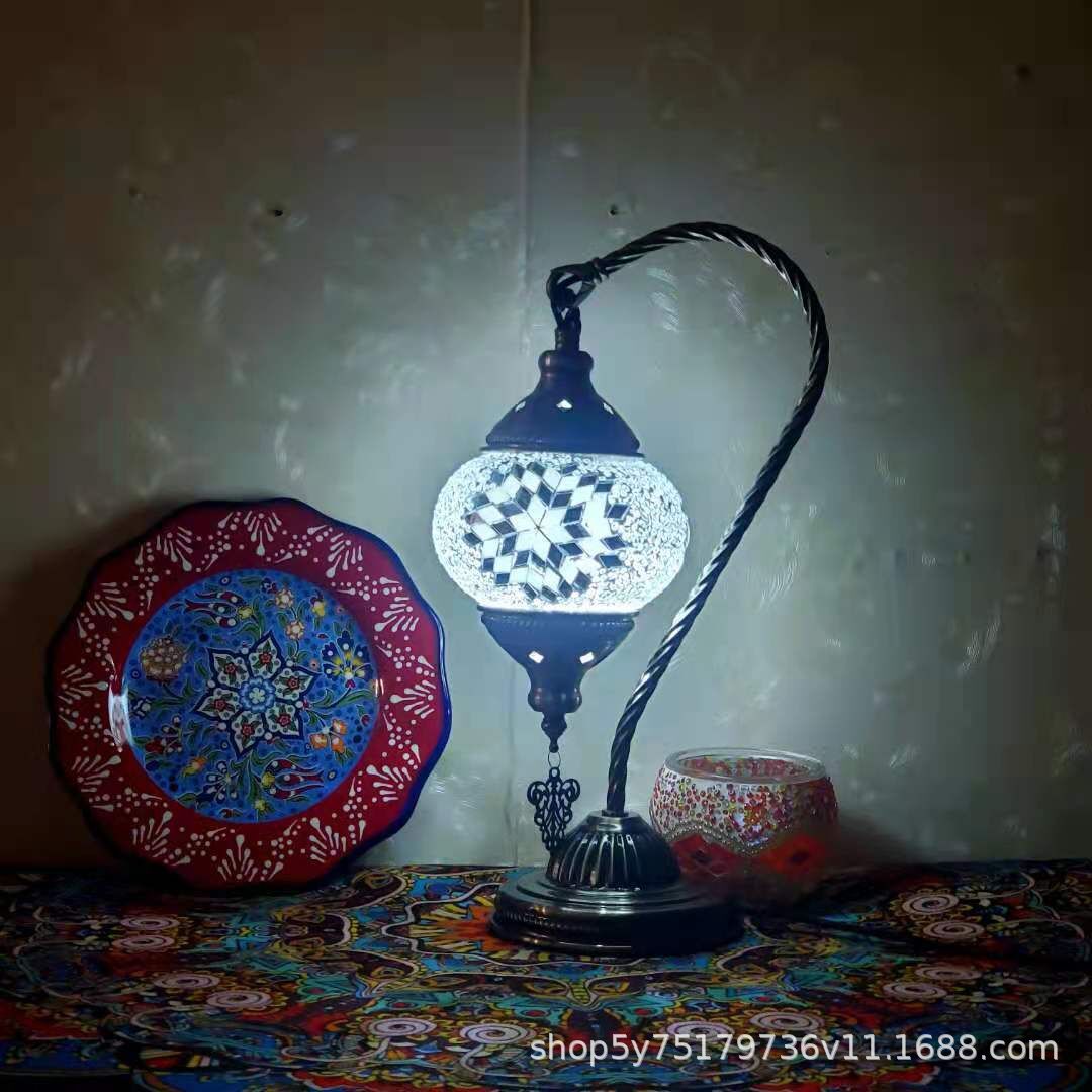 Turkish Mosaic Swan Neck Table Lamp