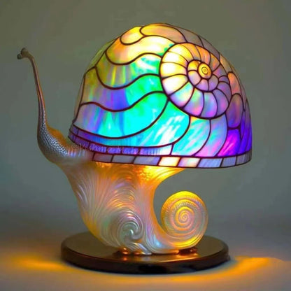 Stained Glass LED Table Lamp – Resin Sculpture