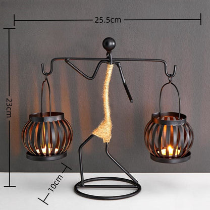 Iron Figurine Candle Lantern – Wrought Iron Tealight Holder Sculpture