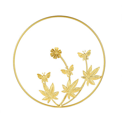 Golden Botanical Metal Wall Art – Sculptural Leaf Décor