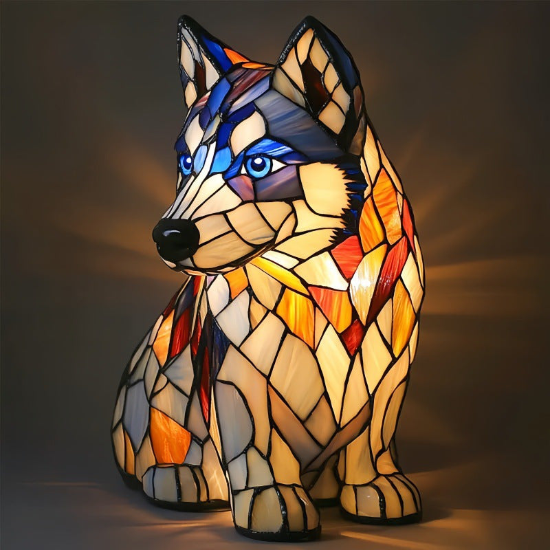 Stained Glass LED Table Lamp – Resin Sculpture