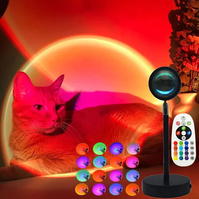 Sunset Projector Lamp – 16-Color RGB Halo Light with Remote & APP Control