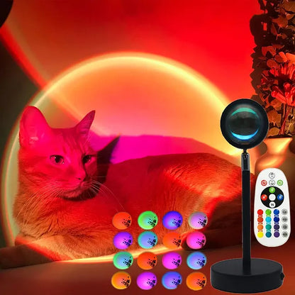 Sunset Projector Lamp – 16-Color RGB Halo Light with Remote & APP Control