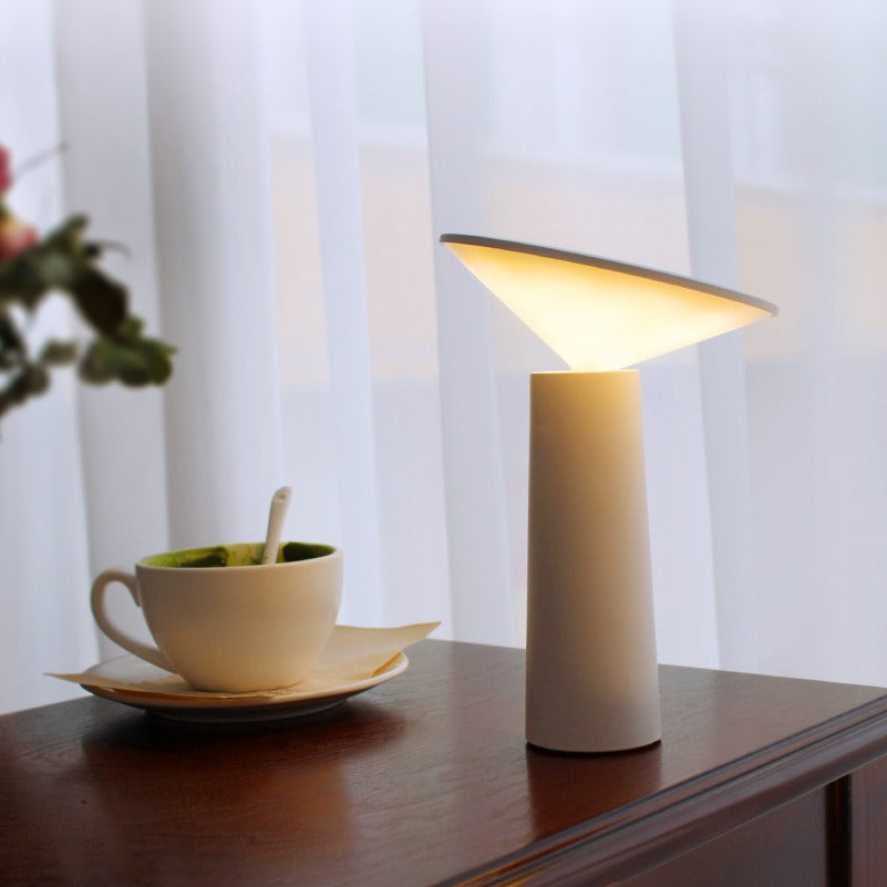 Tilted Shade Table Lamp – USB Rechargeable Bedside Light