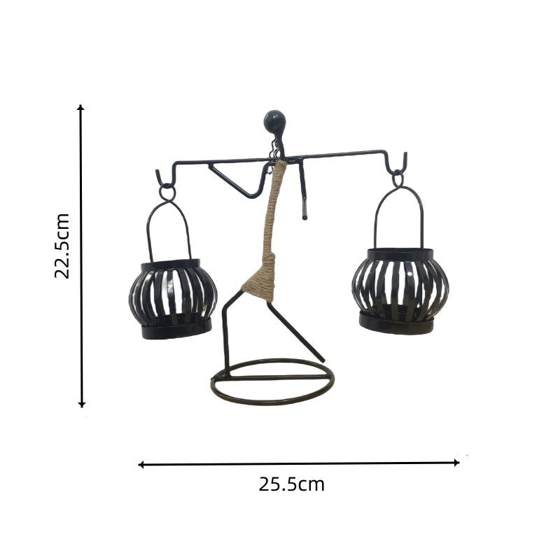 Iron Figurine Candle Lantern – Wrought Iron Tealight Holder Sculpture