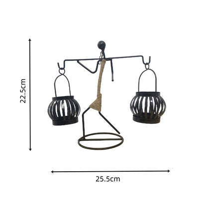 Iron Figurine Candle Lantern – Wrought Iron Tealight Holder Sculpture