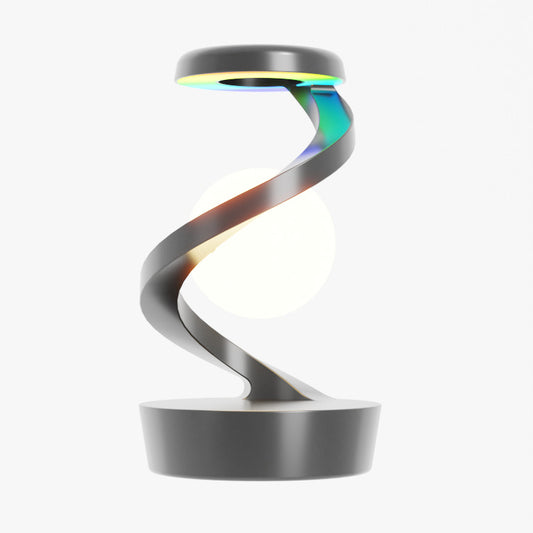 Levitating Moon Lamp – Spinning RGB Spiral Table Lamp with Wireless Charger