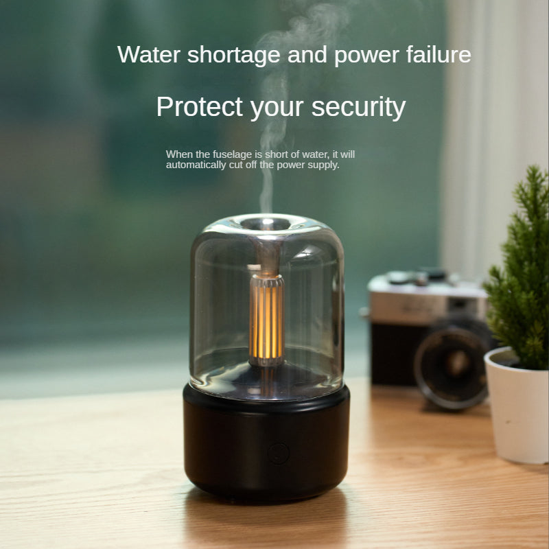 Creative Candle Light Aroma Diffuser – Flickering LED Flame & USB Cool Mist Humidifier