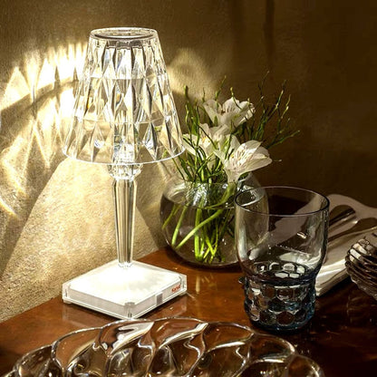 Prism Acrylic Table Lamp – Touch Sensor USB Rechargeable Bedside Light