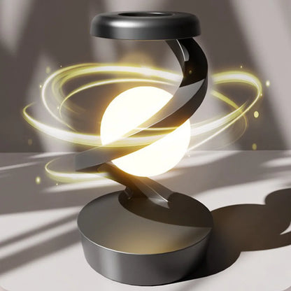Levitating Moon Lamp – Spinning RGB Spiral Table Lamp with Wireless Charger