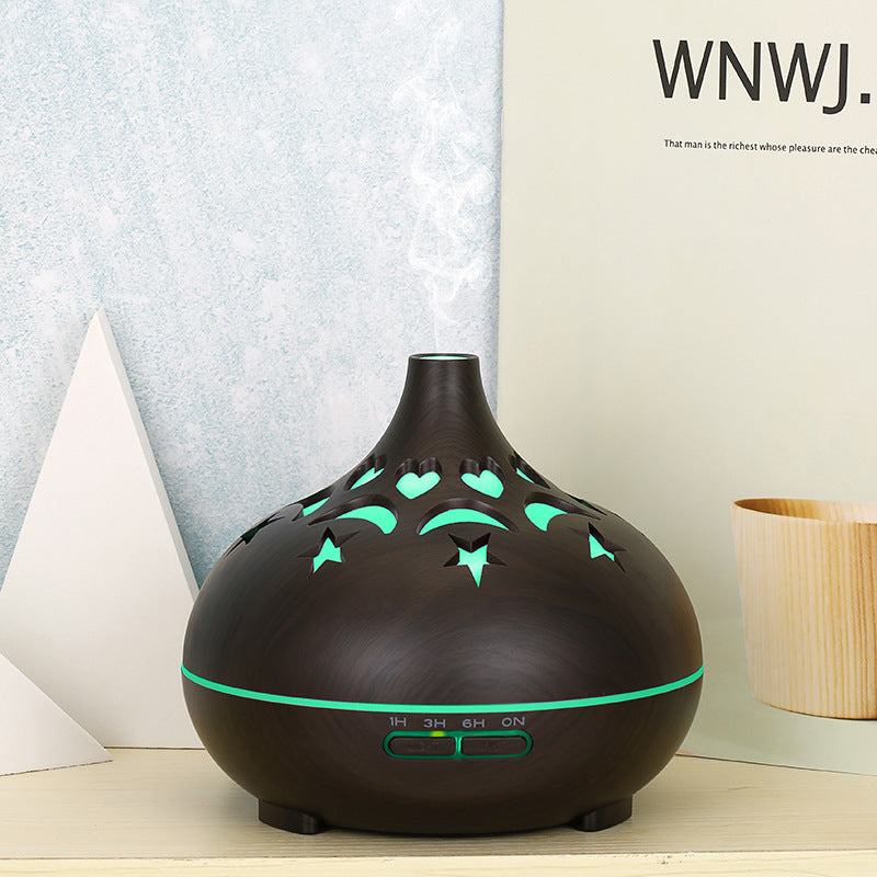 Wood Grain 122 Aroma Diffuser – 500ml Large Capacity Hollow Ultrasonic Humidifier