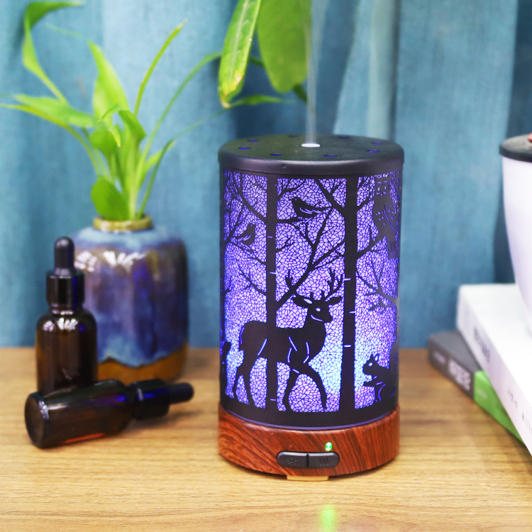 Dark Forest Deer Aroma Diffuser – Iron Art Night Light & Cool Mist Humidifier