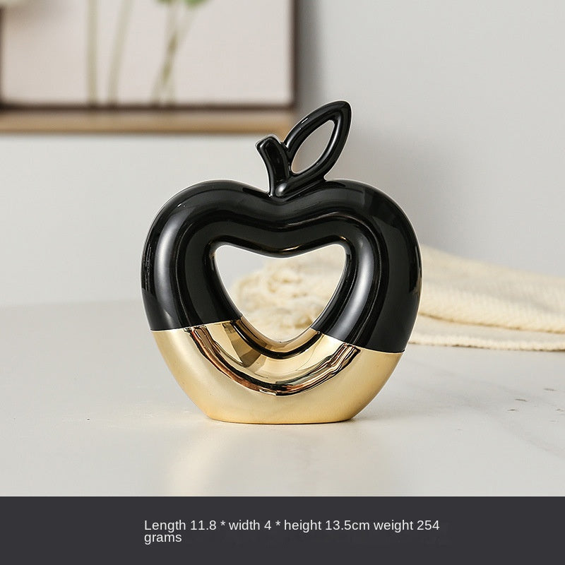 Gold-Dipped Ceramic Fruit Sculpture – Apple or Pear