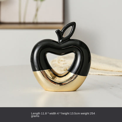 Gold-Dipped Ceramic Fruit Sculpture – Apple or Pear