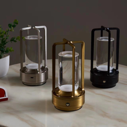 Vintage Lantern LED Table Lamp – Rechargeable, Touch Dimmer