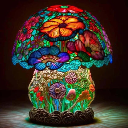 Stained Glass LED Table Lamp – Resin Sculpture