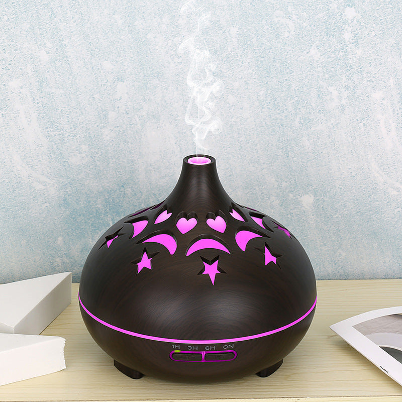 Wood Grain 122 Aroma Diffuser – 500ml Large Capacity Hollow Ultrasonic Humidifier