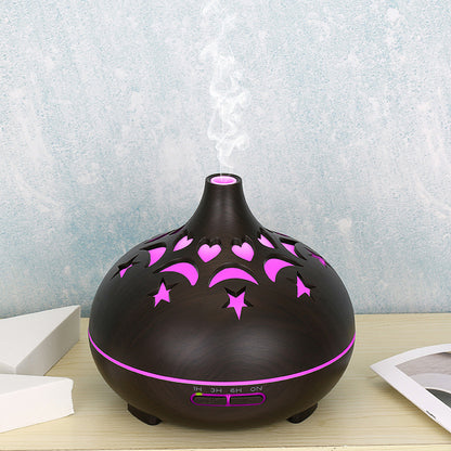 Wood Grain 122 Aroma Diffuser – 500ml Large Capacity Hollow Ultrasonic Humidifier