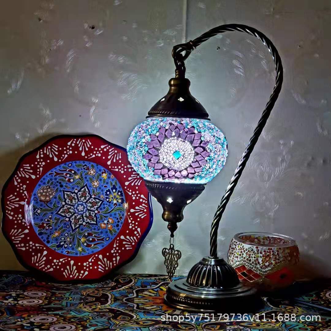 Turkish Mosaic Swan Neck Table Lamp