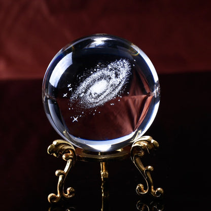 3D Laser Engraved Galaxy Crystal Ball – 6cm K9 Crystal Sphere with Display Base