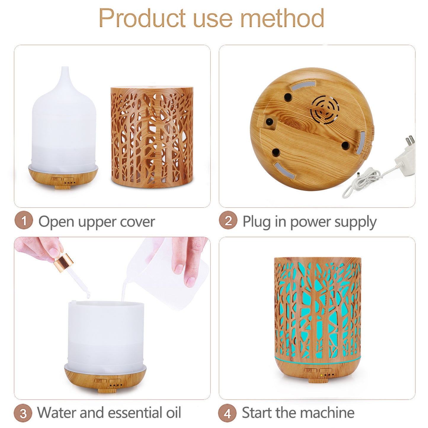 Dark Forest Branch Aroma Diffuser – 300ml Hollow Wood Art & 7-Color LED Mist
