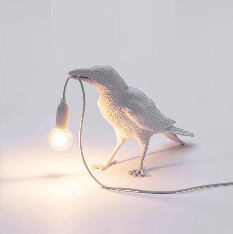 Sculptural Crow Desk Lamp – Standing or Sitting Bird Light