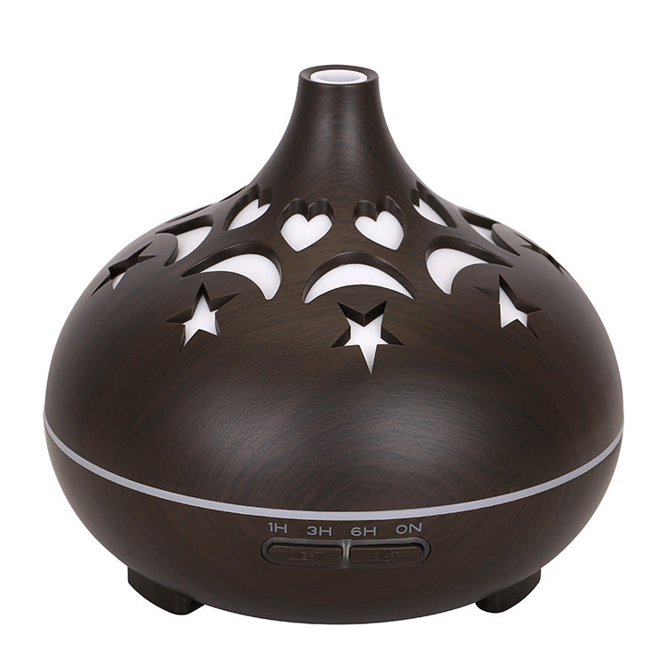 Wood Grain 122 Aroma Diffuser – 500ml Large Capacity Hollow Ultrasonic Humidifier
