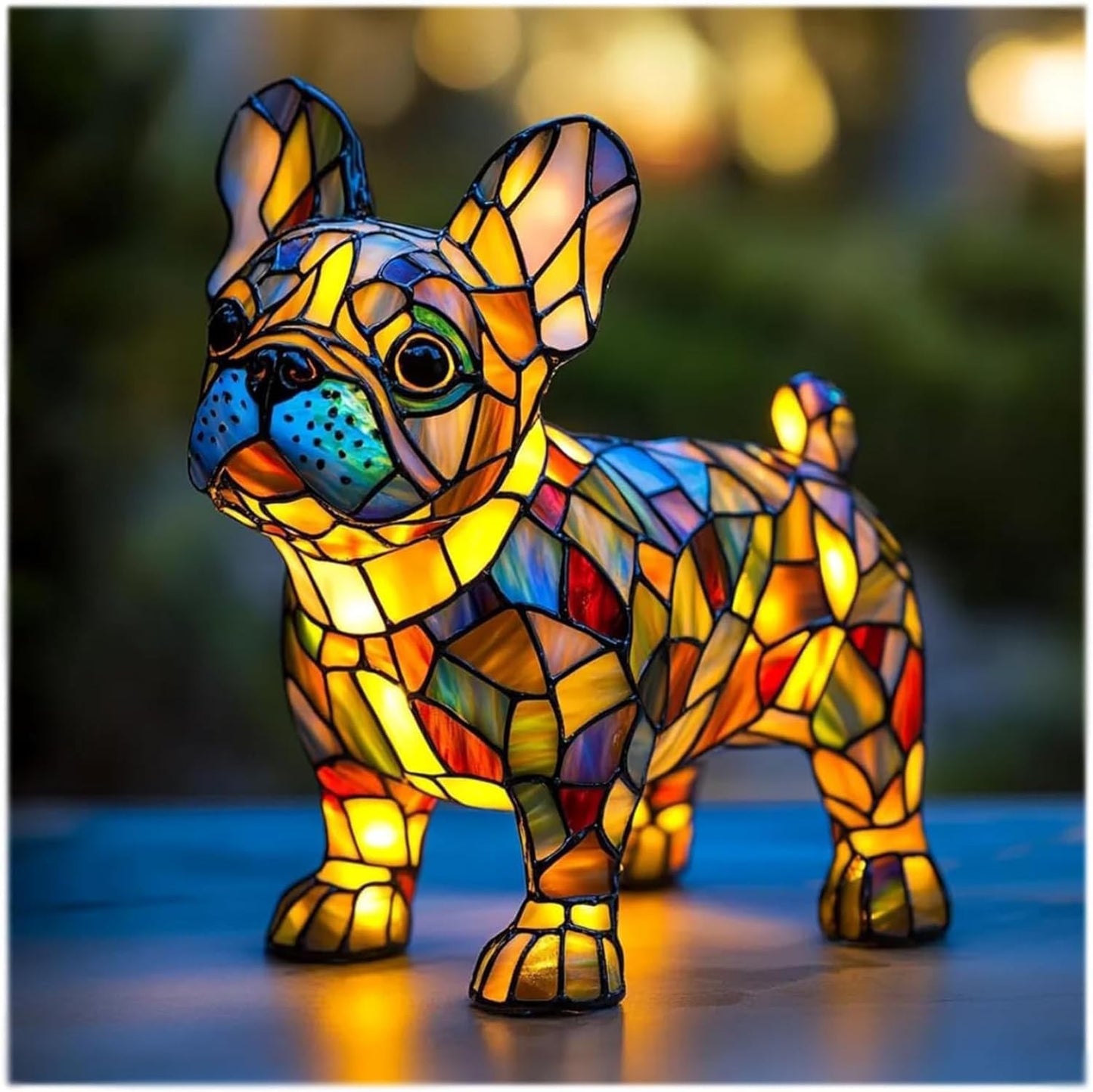 Stained Glass LED Table Lamp – Resin Sculpture