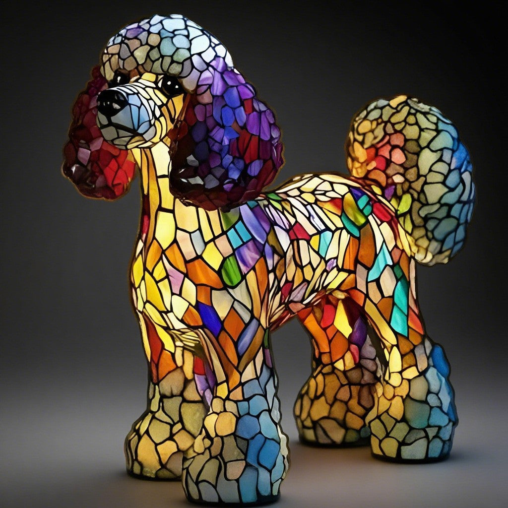 Stained Glass LED Table Lamp – Resin Sculpture