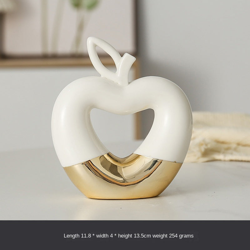 Gold-Dipped Ceramic Fruit Sculpture – Apple or Pear