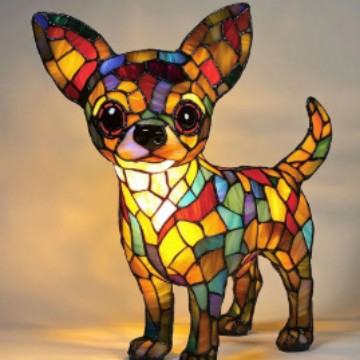 Stained Glass LED Table Lamp – Resin Sculpture