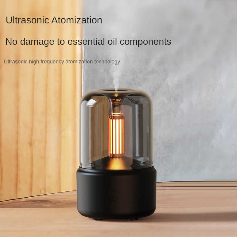 Creative Candle Light Aroma Diffuser – Flickering LED Flame & USB Cool Mist Humidifier