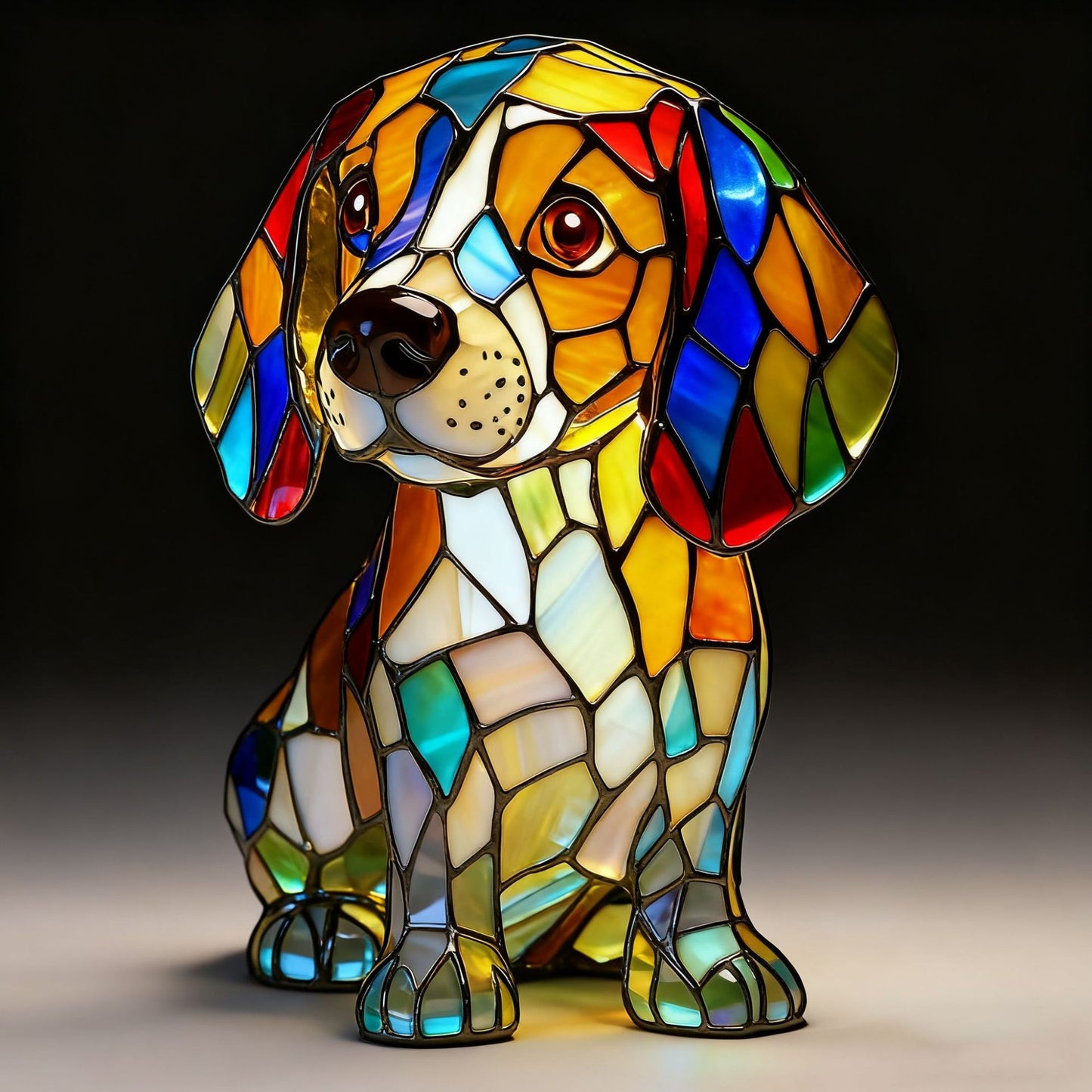 Stained Glass LED Table Lamp – Resin Sculpture