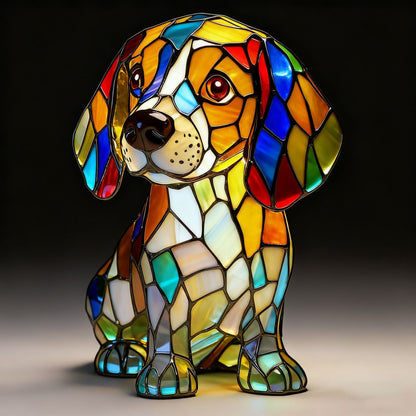 Stained Glass LED Table Lamp – Resin Sculpture