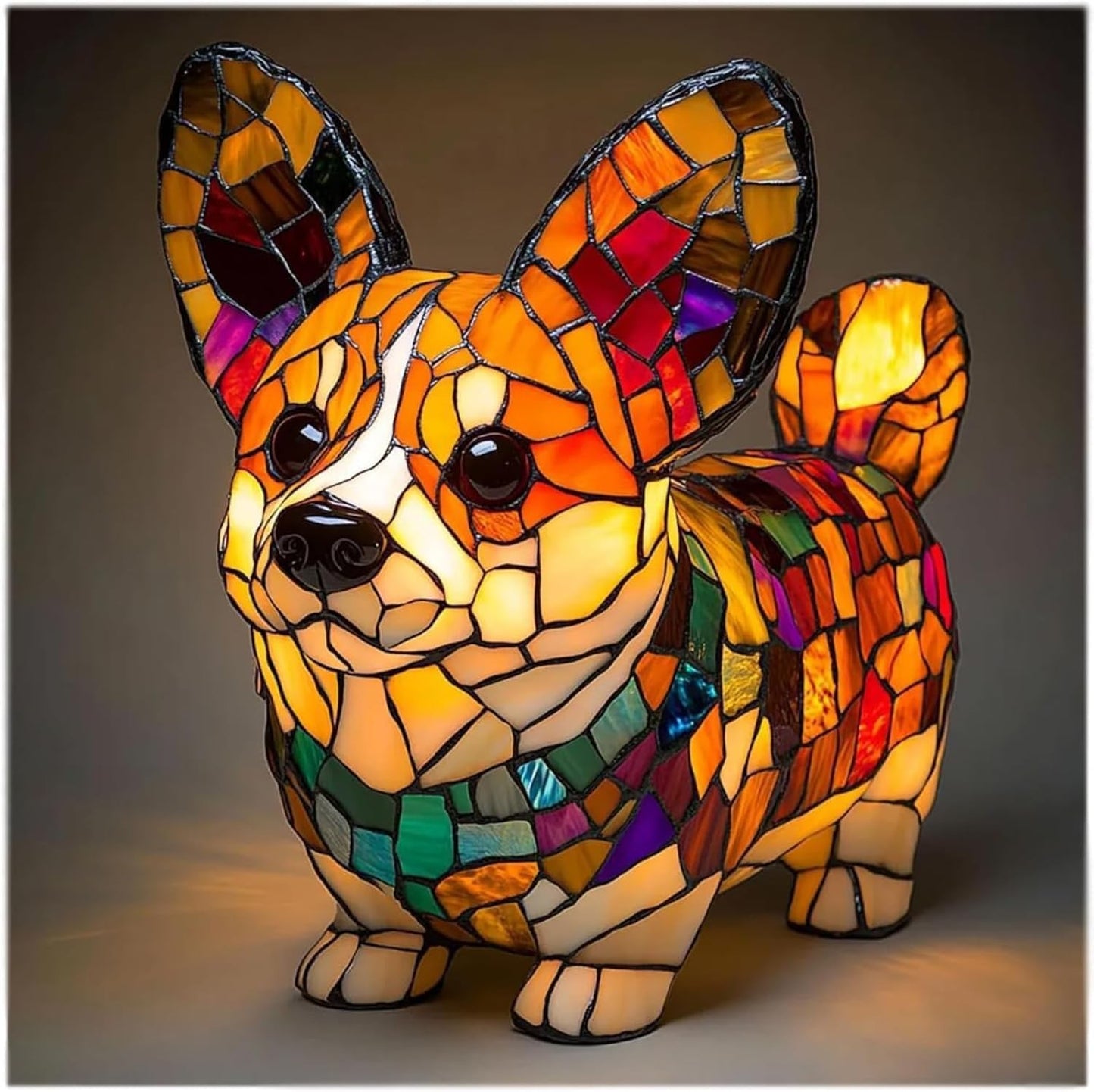 Stained Glass LED Table Lamp – Resin Sculpture