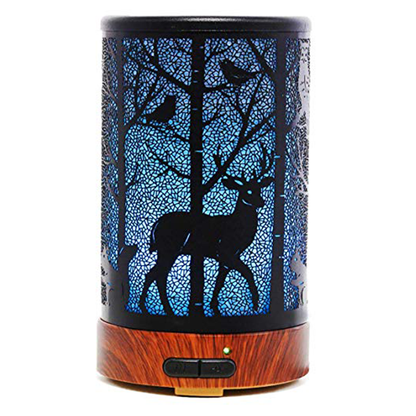 Dark Forest Deer Aroma Diffuser – Iron Art Night Light & Cool Mist Humidifier