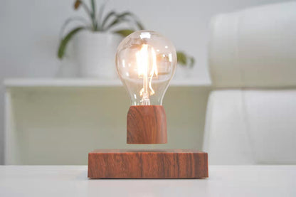 Levitating Edison Bulb Lamp – Magnetic Floating Light with Walnut Wood Base