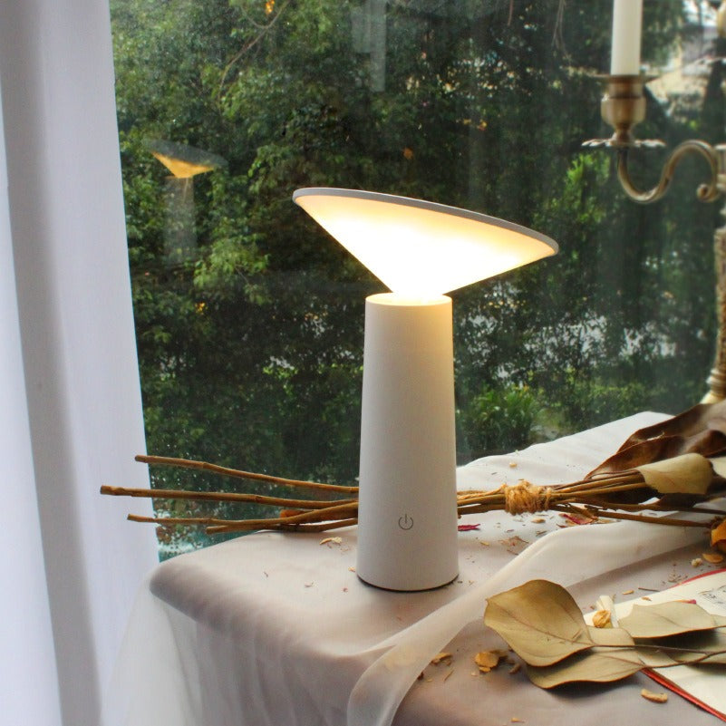 Tilted Shade Table Lamp – USB Rechargeable Bedside Light