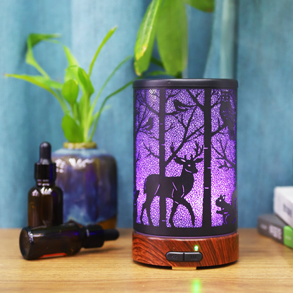 Dark Forest Deer Aroma Diffuser – Iron Art Night Light & Cool Mist Humidifier